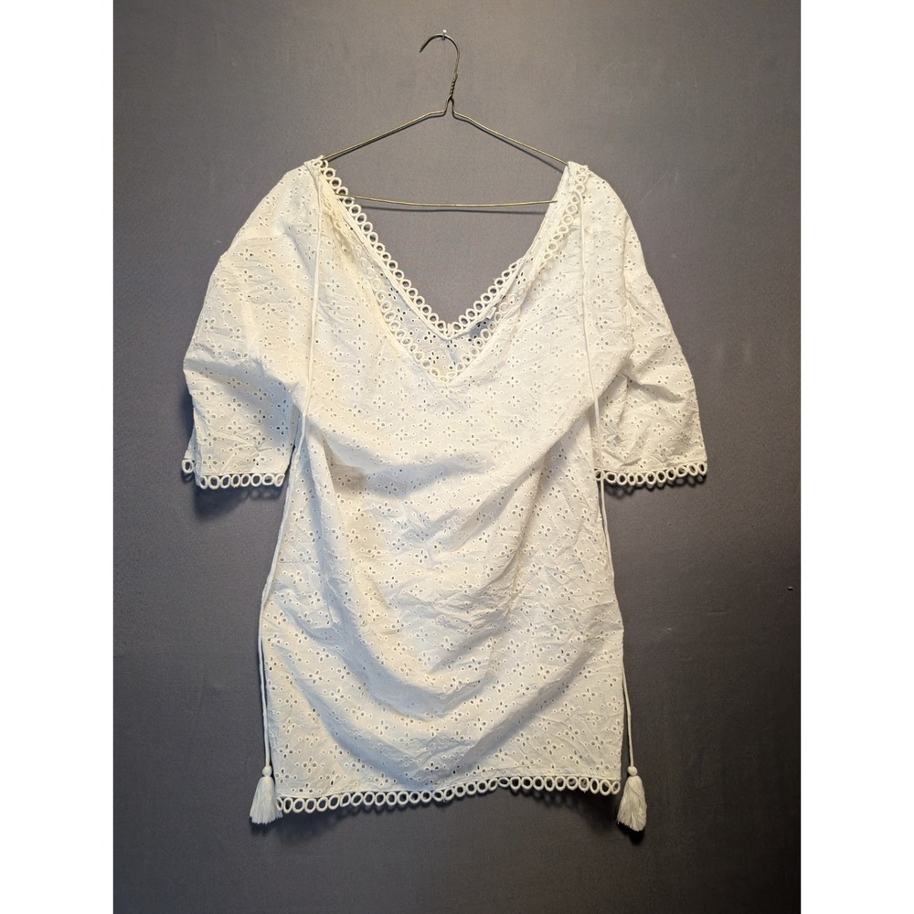 Molly Bracken Le Bain Par Eyelet Tunic Dress Womens XS White Broderie Anglaise